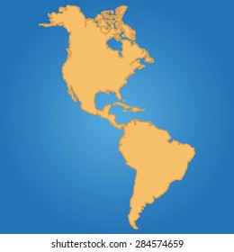 Blue background with a map of a continent. Vector illustration