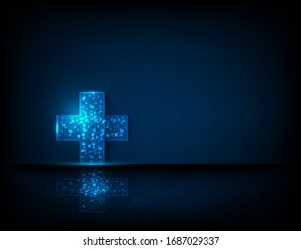 Blue background with medical and healthcare symbol