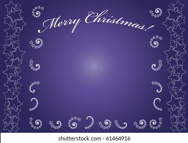 Blue background with Merry Christmas description, vector illustration