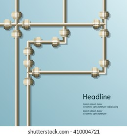 Blue background of metal pipes