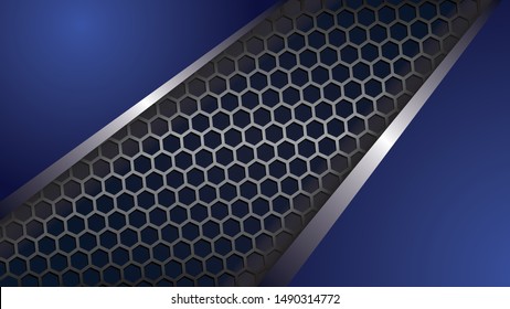 blue background with metal texture, beehive patterned