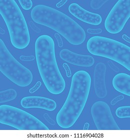 Blue background with micro bacterium organisms different colors