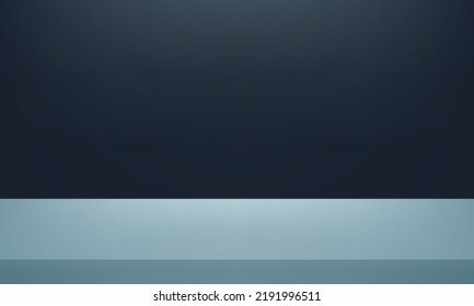 Fondo azul. Mínimo estante 3d. Habitación en 3d. Espacio para mostrar productos. Espacio para texto. Ilustración vectorial.