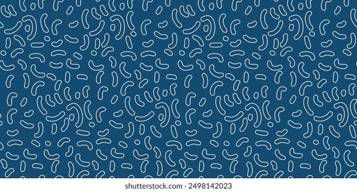 Blue background and minimalistic texture are reminiscent of primitive life forms. Vector blue white texture with minimal ornament.