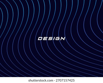 Fundo azul com linhas de onda abstratas modernas. Padrão de onda de linhas finas azul escuro sobrepondo-se, criando um fundo abstrato dinâmico e tecnológico.	
