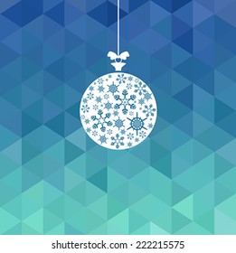 Blue background with New Year's ball