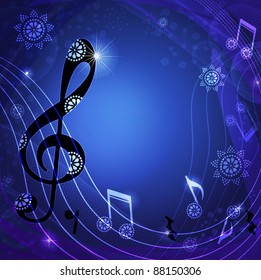 blue background with notes