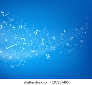 Blue background with numbers, vector illustration.