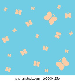 blauer Hintergrund auf süßem Schmetterlingsmuster Vektorillustration