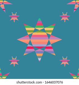 Blue background on colorful stars shape pattern vector