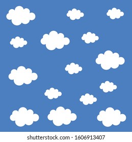 blue background on white clouds pattern vector