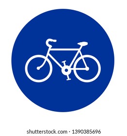 Blue background on white line bicycle icon symbol vector