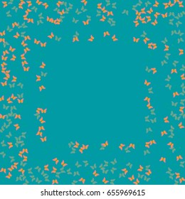 blue, background, orange, butterfly, swarm, frame,card