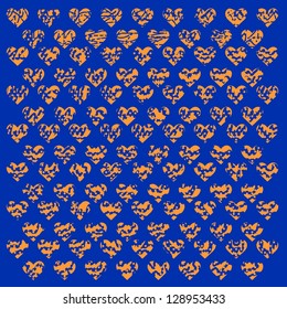 Blue background with orange hearts