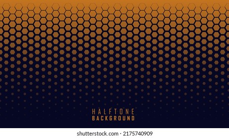 Blue background with orange hexagon halftone dots