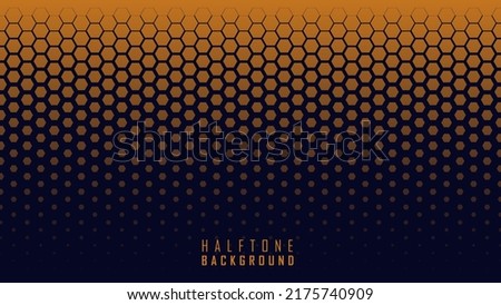 Blue background with orange hexagon halftone dots