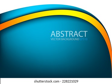 Blue background and orange line yellow curve with dimension overlap layer on space background for text and message design , vector