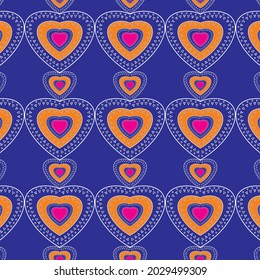 blue background with orange and red love abstract pattern