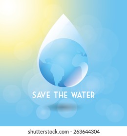 a blue background with our planet and text for world water day