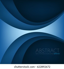 Blue background overlap curve line layer with dark space for text and message design , vector