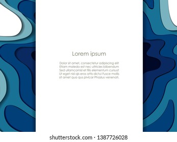 Blue background with paper cut shapes. Vector design layout for business presentations. Vector illustration