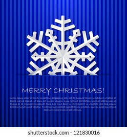 Blue background with paper snowflake.