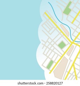 blue background with part of city map - vector