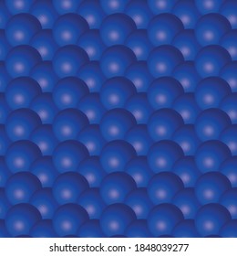Blue background with a pattern of balls. Volume effect, 3d. Vector illustration.