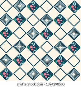 Blue background pattern with flowers