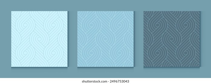 Blue background pattern seamless geometric line circle abstract design vector. Summer background.
