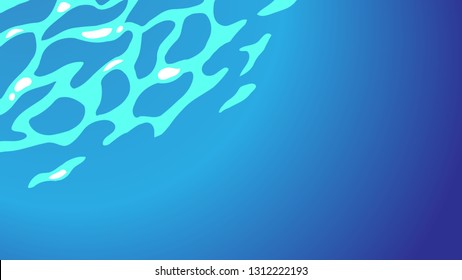 Blue background pattern of underwater sea surface. Ripple of water and light