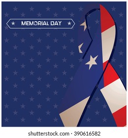 Blue background with a peace symbol with the american flag and text for memorial day