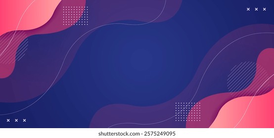 A blue background with pink and white lines and circles