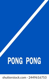 blue background pinn pong text white stripe