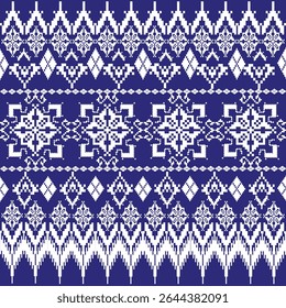 Blue background pixel style pattern, tribal pattern