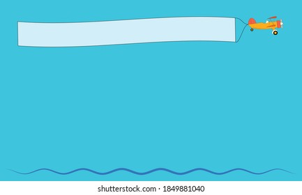 Blue Background with a plane and a banner