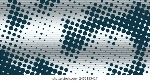Blue background of point frame. Abstract texture of particles. Chaotic ornament. Linear pattern of point. Poster for website