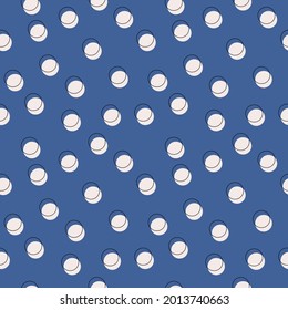 Blue background and polka dot in vector. Simple dots ornament like wallpaper. Seamless.