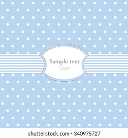 Blue background with polka dots.