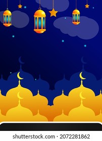 Blue Background Poster Kajian Islam Vector Free