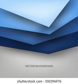 blue background for posters and billboards with shadow strips of paper rectangles