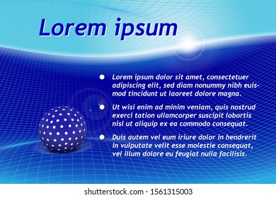 Blue background for presentations with ball and grid landscape