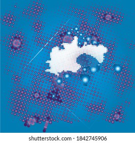 blue background with purple circles vector graphics