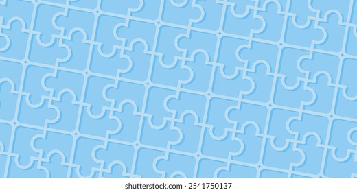 blue background puzzle seamless line pattern. template design for banner, poster, greeting card, social media.