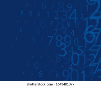Blue background with Rabdom numbers. Illustration for concept design. Digital design concept. Digital technology wallpaper.Vector binary code background.
