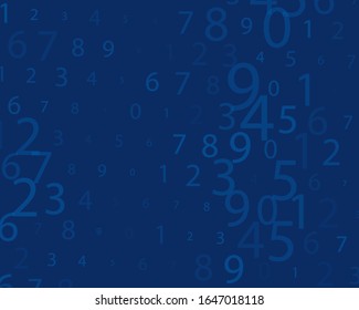 Blue background with Rabdom numbers. Illustration for concept design. Digital design concept. Digital technology wallpaper.Vector binary code background.