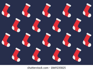 Blue background with red Christmas socks.