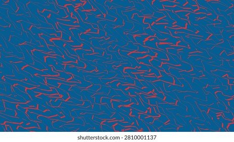 Blue background with red and light blue abstract irregular wavy lines pattern