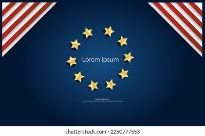 blue background with red white lines and circular stars eps10