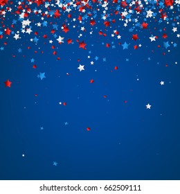 Blue background with red, white, blue stars. Vector  illustration.